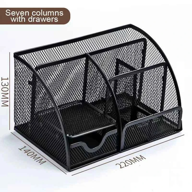 1PC Pen Holder Large Capacity Metal Desktop Storage Box for Office and School Supplies