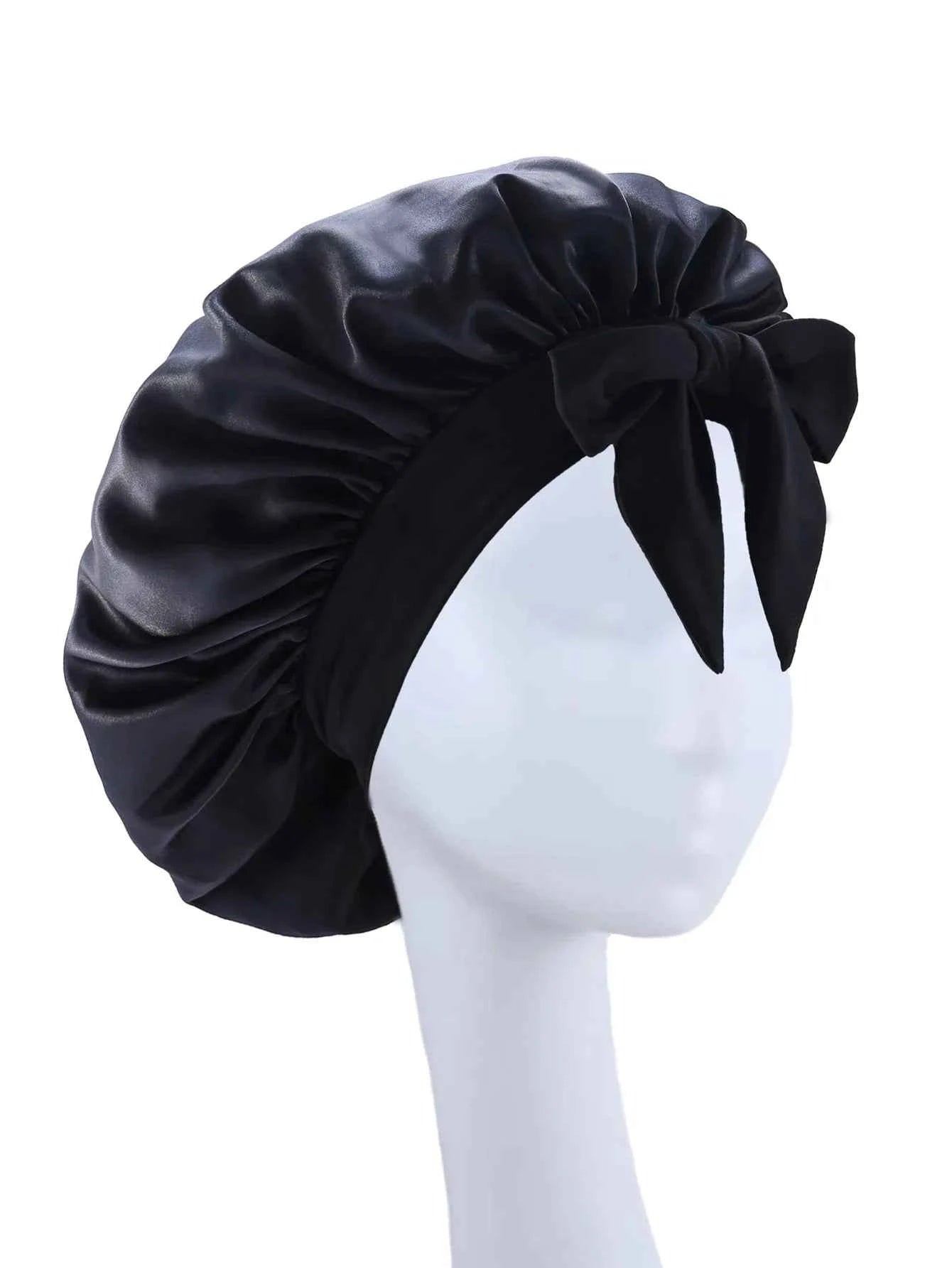 Silk Bonnet Sleeping Womens Satin Bonnet Hair Night Sleep Cap Tie Band CurlyHat Scarf Wrap Curly Hair Bonnets Beauty