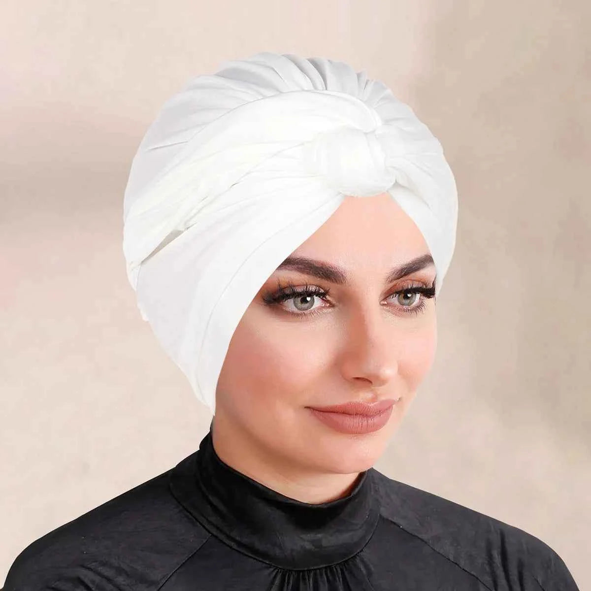 Ramadan Instant Turban Inner Hijabs Caps Hat Muslim Fashion Women's Headscarf Solid Color Women Hijab Bonnet Chemo Cap