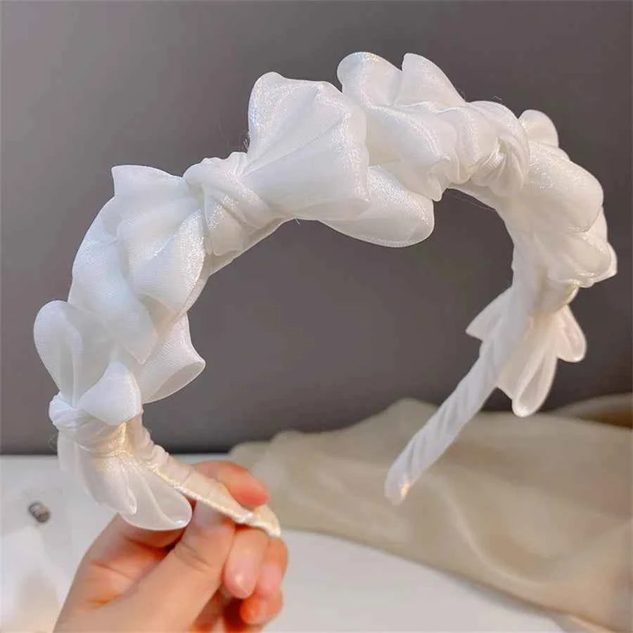 New Temperamen Headwear Hair Accessories Spring Summer Mesh Silk Hairband Korean Style Hairband Women Headband Bow Hair Hoop
