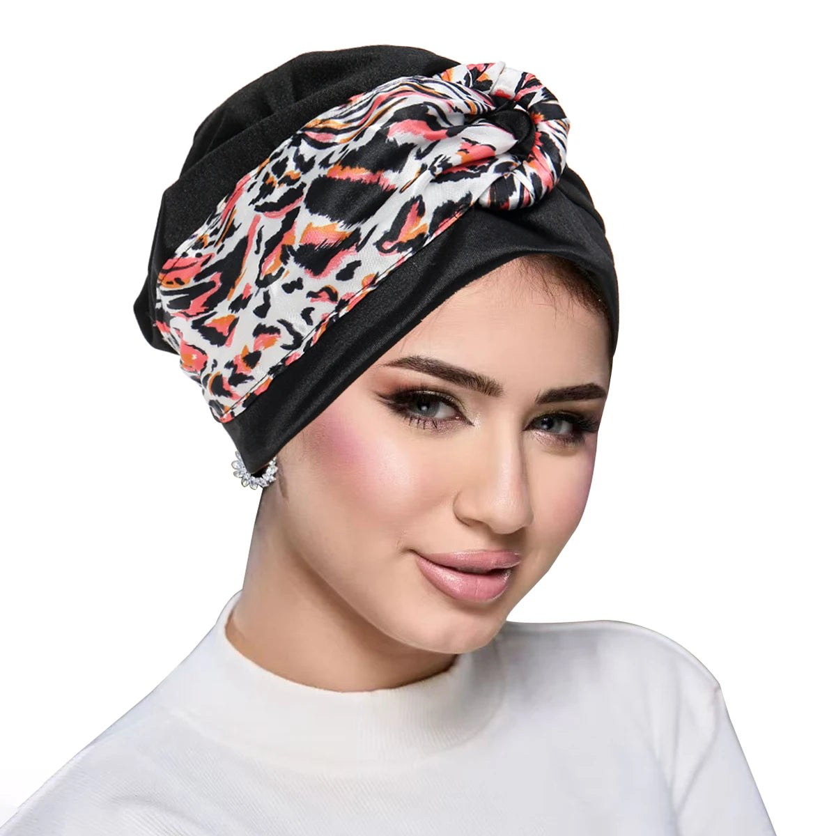 New Leopard Women Print Muslim Turban Scarf Braid Hijabs Headwear Arab Wrap Head Scarf Hair Accessories Hat - NamafadStore