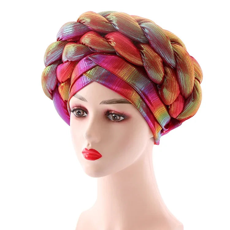 Women Braid Turbans Latest African Headtie Ladies Sequin Head Wraps African Aso Oke Winter Headtie Negerian Wedding Gele Caps
