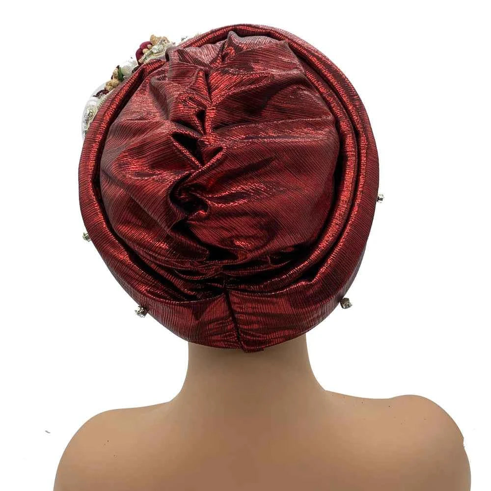 Nigeria Turbans for Traditional Marriage Turban Femme Auto Gele African Headtie Exquisite Bouquet Already Made Bonnet Head Wraps
