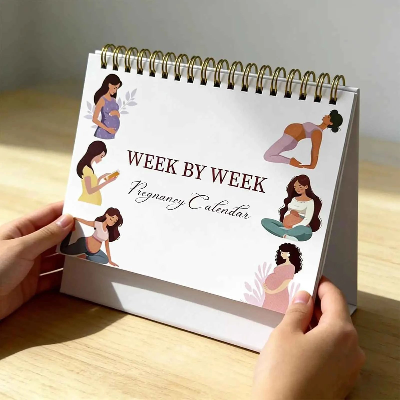 Pregnancy Calendar Weekly Hardcover Keepsake Journal for Expecting Moms Home Bedroom Study Desktop Planning Tracking