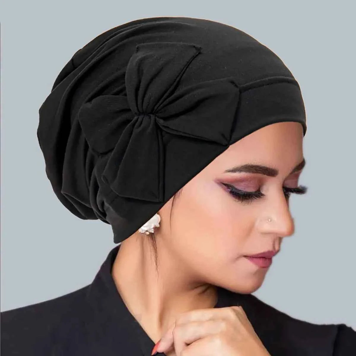 New Muslim Women Inner Hijab Hat Bowknot Turban Indian Bonnet Headscarf Beanies Hair Loss Head Wrap Chemo Cap Turbante Mujer