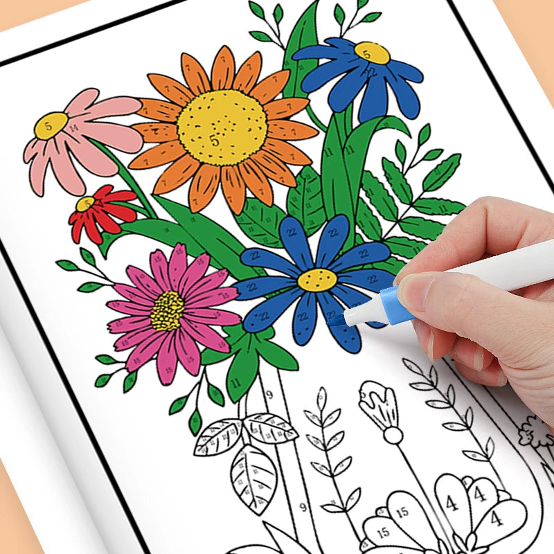 Stress Relief Color by Number Book for Adults – Mandala & Botanical