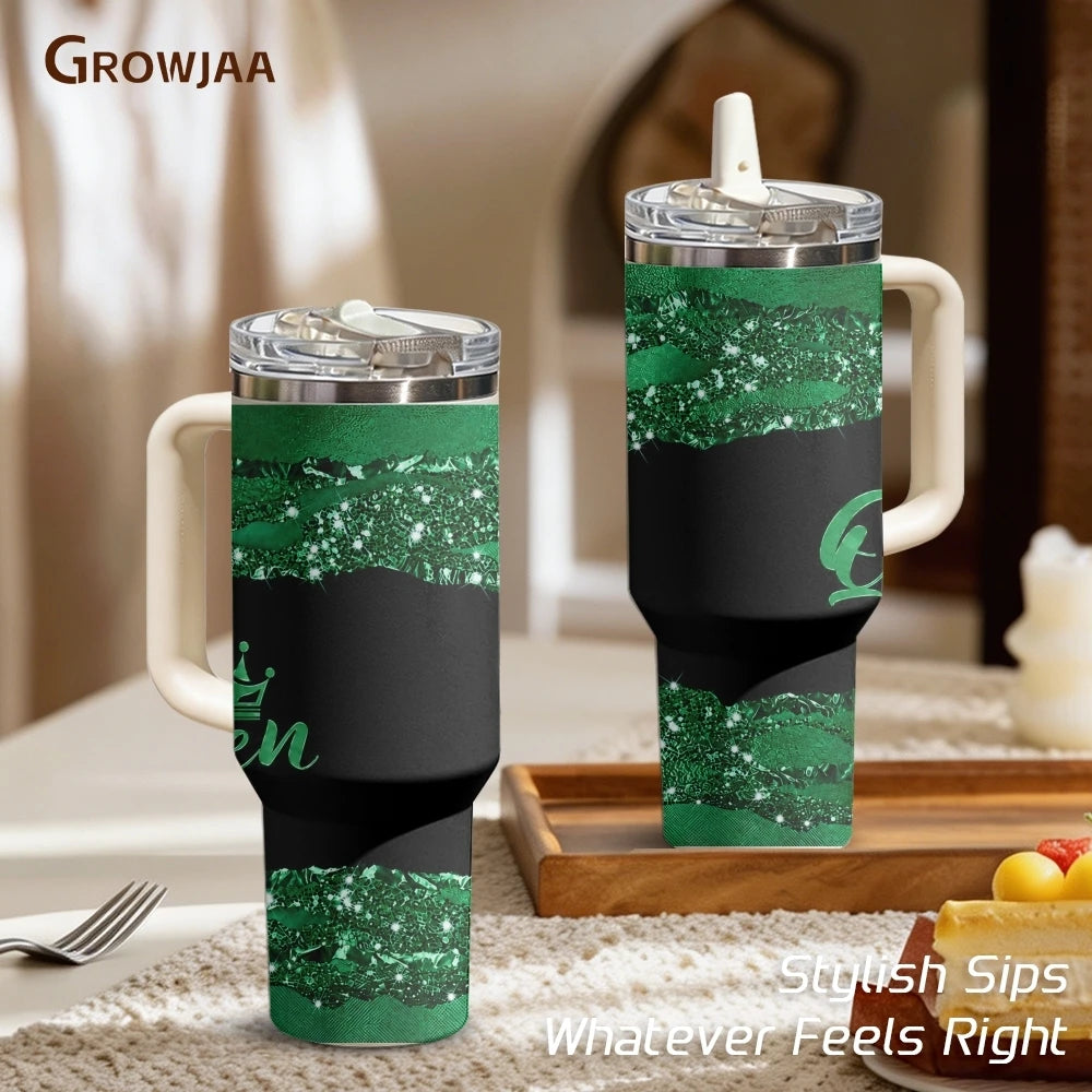 Queen 40oz Tumbler – Insulated Stainless Steel Travel Cup with Handle & Straw