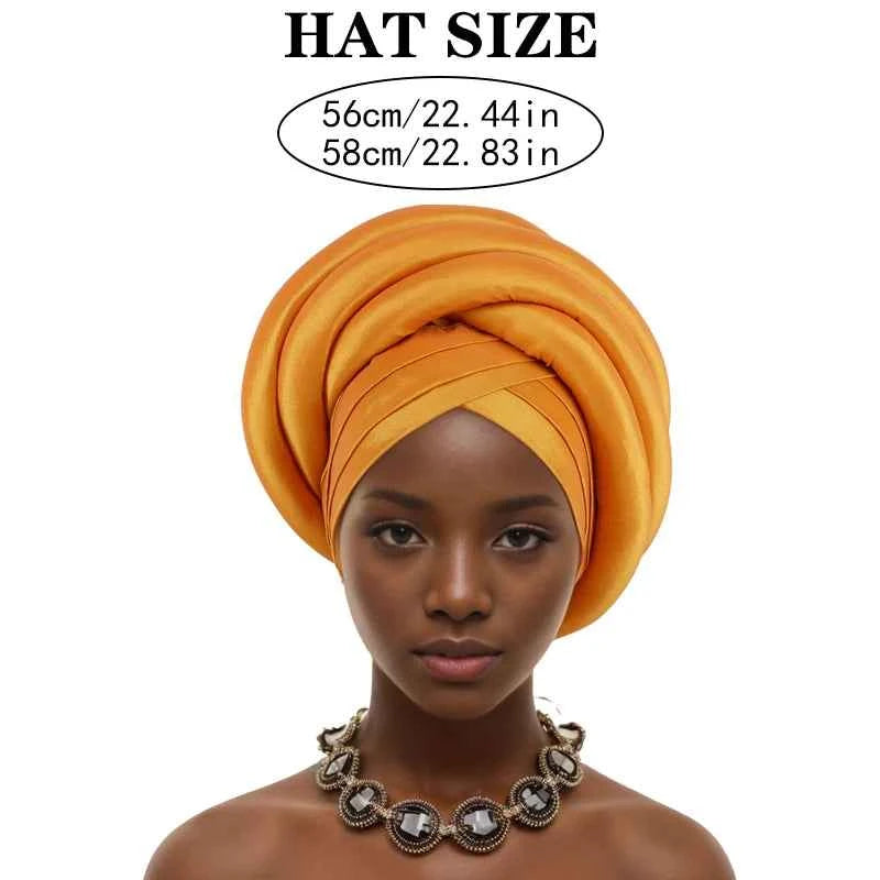 Twisted Braid Turban Cap for Women African Lady Head Wraps Nigeria Raw Silk Autogele Headtie Muslim Hat Party Headwear Turbante
