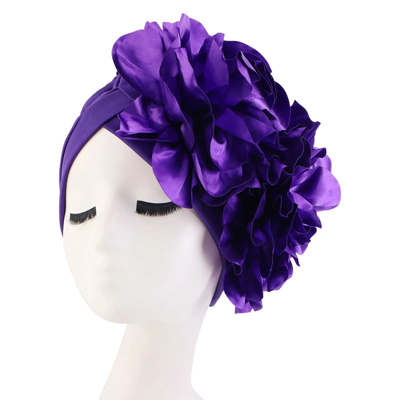 New Woman Muslim Hijab Caps With Big Flower Turban Bonnet Islamic Wrap Head Inner Cap for Hijabs Trendy Headdress - NamafadStore