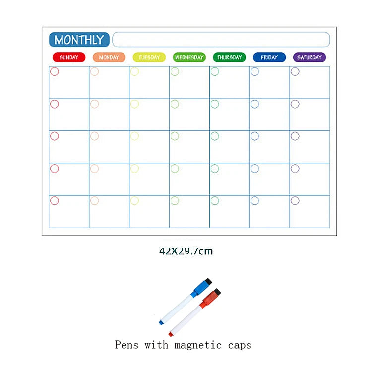 Magnetic Fridge Calendar – Monthly & Weekly Dry Erase Planner Whiteboard