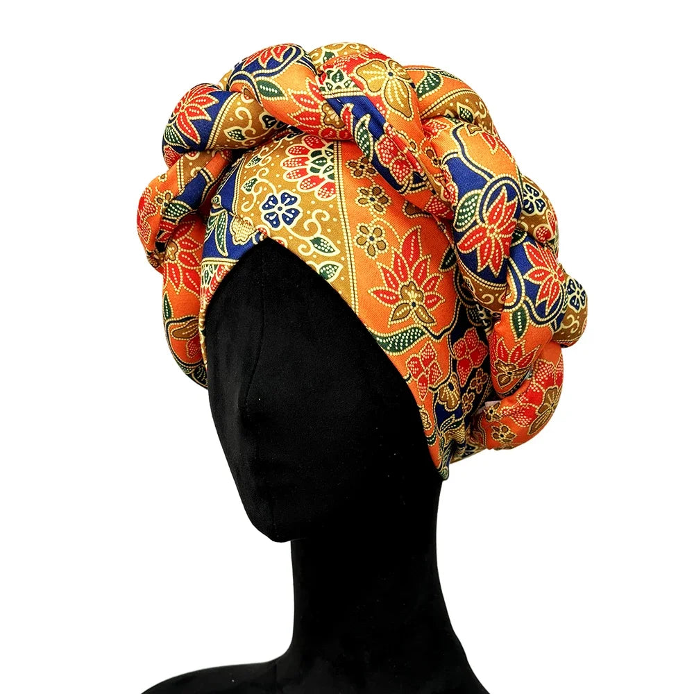 2024 New African Women Turban Cap Big Braid Head Wraps Cover Bonnet Beanie Female Headtie Hair Loss Chemo Cap Arab - NamafadStore