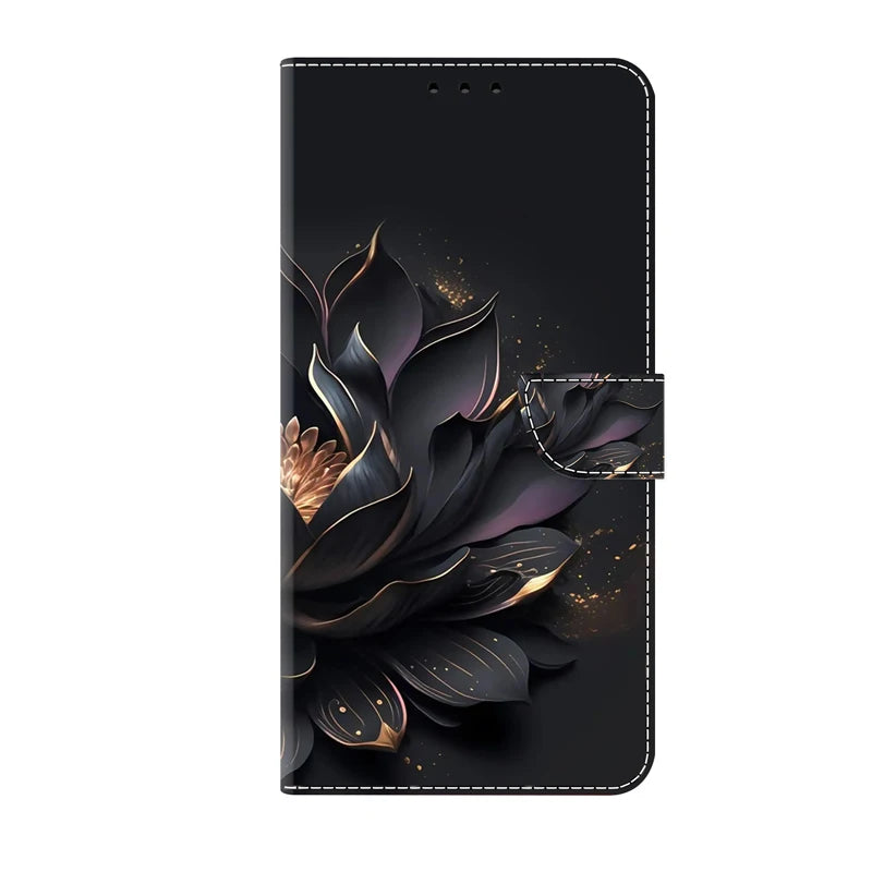 Flip Leather Case For iPhone 6 7 8 X XS XR 11 12 13 14 15 Mini Pro Max 3D Flower pattern Painted Wallet Phone iPhone15 14 Plus