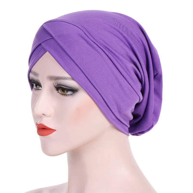 1PC New Women Elastic Turban Hat Muslim Hijab Islamic Beads Cancer Chemo Cap Ladies Hijab Stretch Head Wrap Head Scarf Hair Loss - NamafadStore