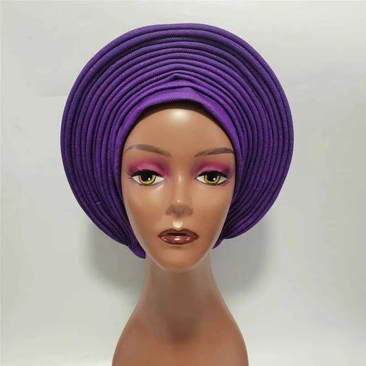 High Quality African Headtie Turban Nigerian Headtie Aready Made Auto Gele Turban Headwrap for Wedding Party XM205-1