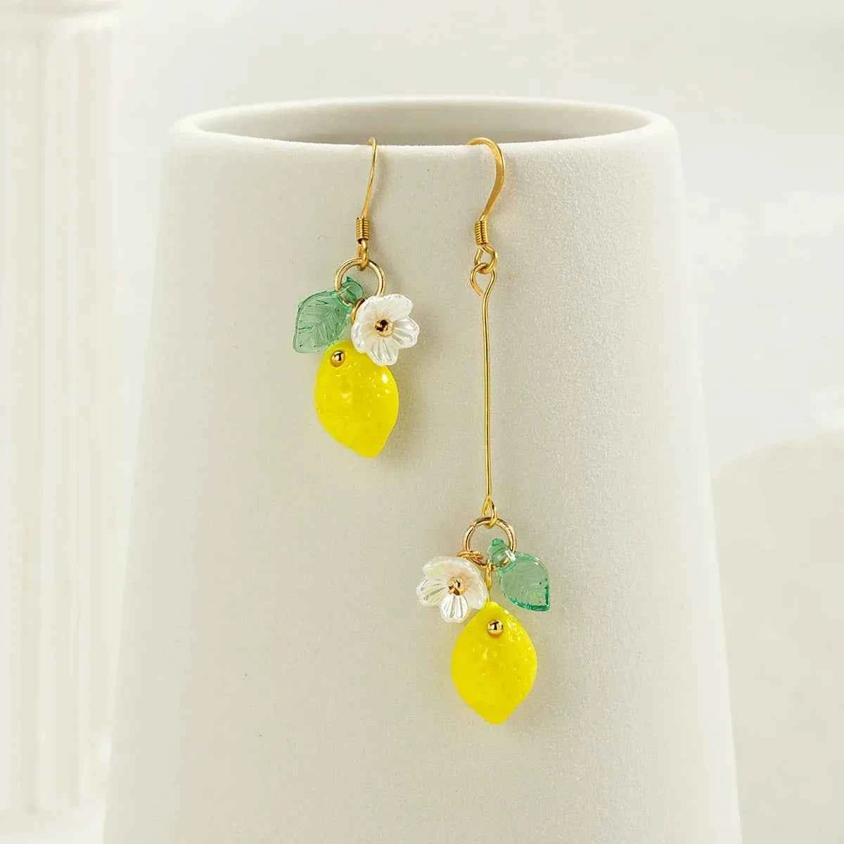 New Fashion Fruit Transparent Pearl Colored Lemon Earrings  Y2k for Girls Women Children Party Birthday Gift Lovely Jewelry