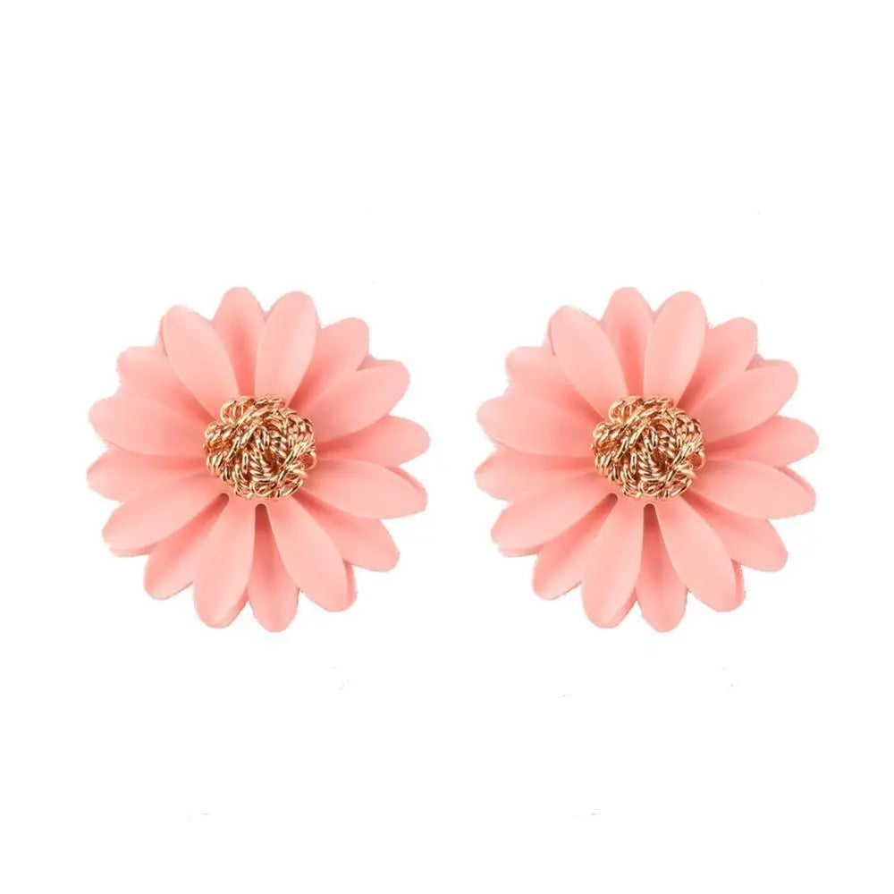 Fashion Pink Crystal Heart Flower Earrings for Women Cute Party Romantic Hollow Leaf Peach Triangular Cherry Pearl Ear Jewelry