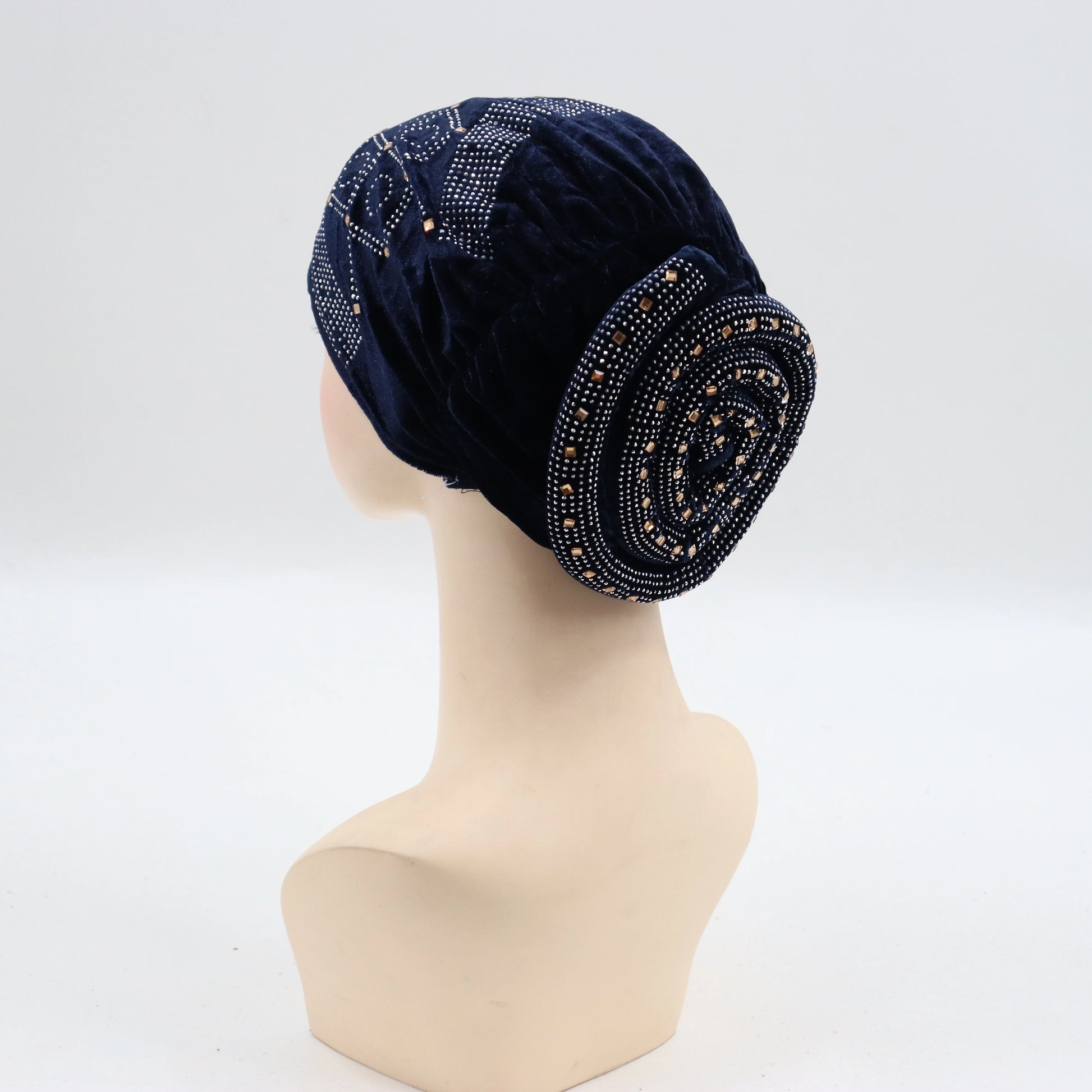 Soft Velvet Turban Cap for Women Muslim Headscarf Bonnet Elastic Female Headpiece Stylish Glitter Diamonds African Head Wraps - NamafadStore