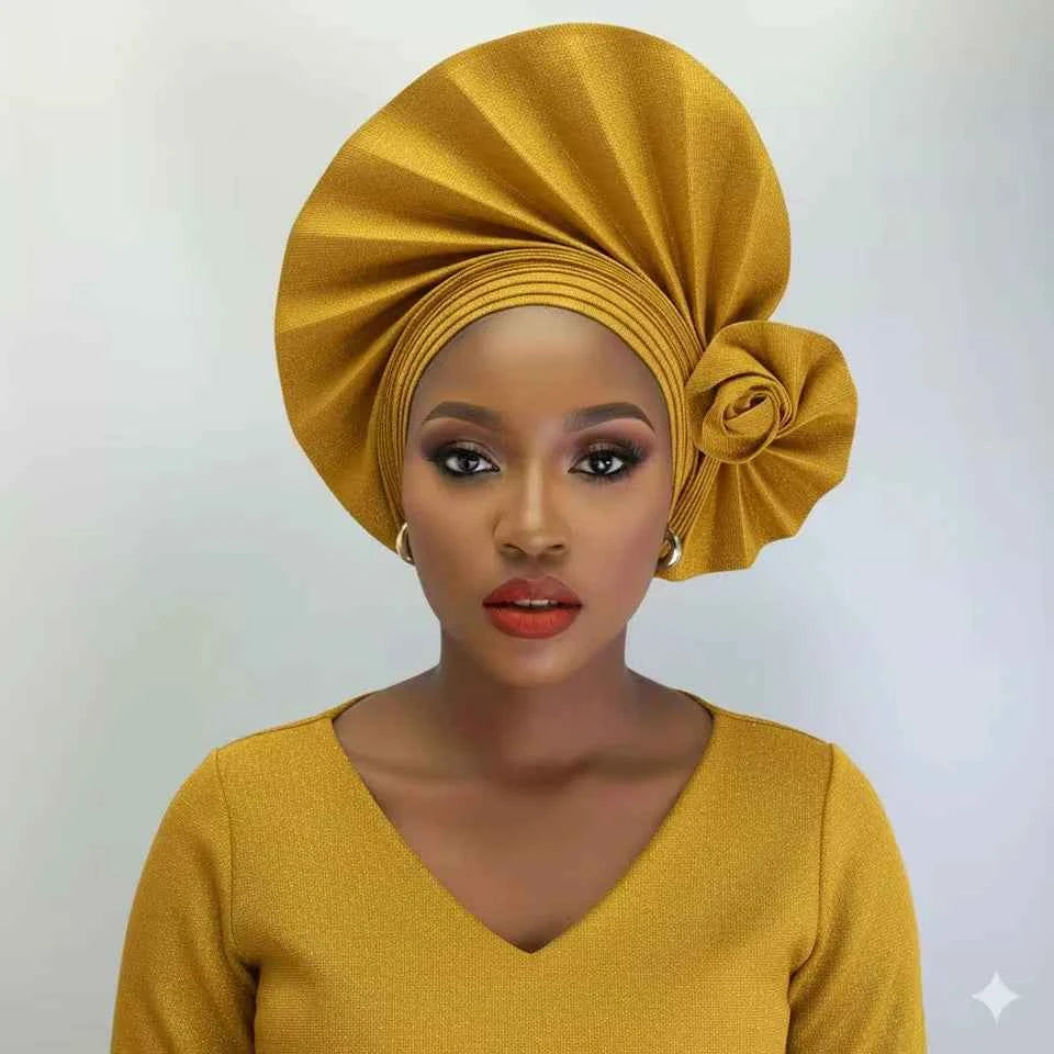 New African Headtie Turban – Auto Gele Head Wrap for Women’s Weddings & Parties