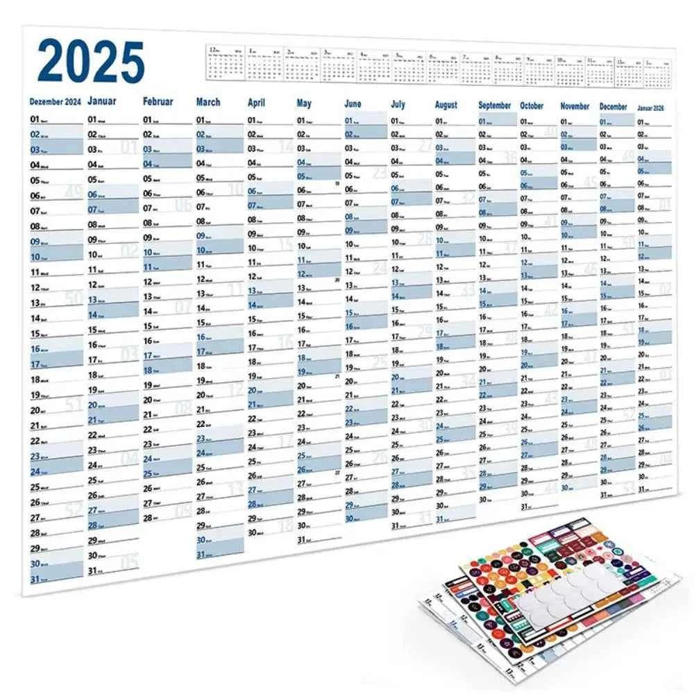 Large 2025 Schedules Calendar Planner Monthly Paper Weekly Planning Notepad Notebook Agenda Wall Calendar 365 Day Plan Hanging
