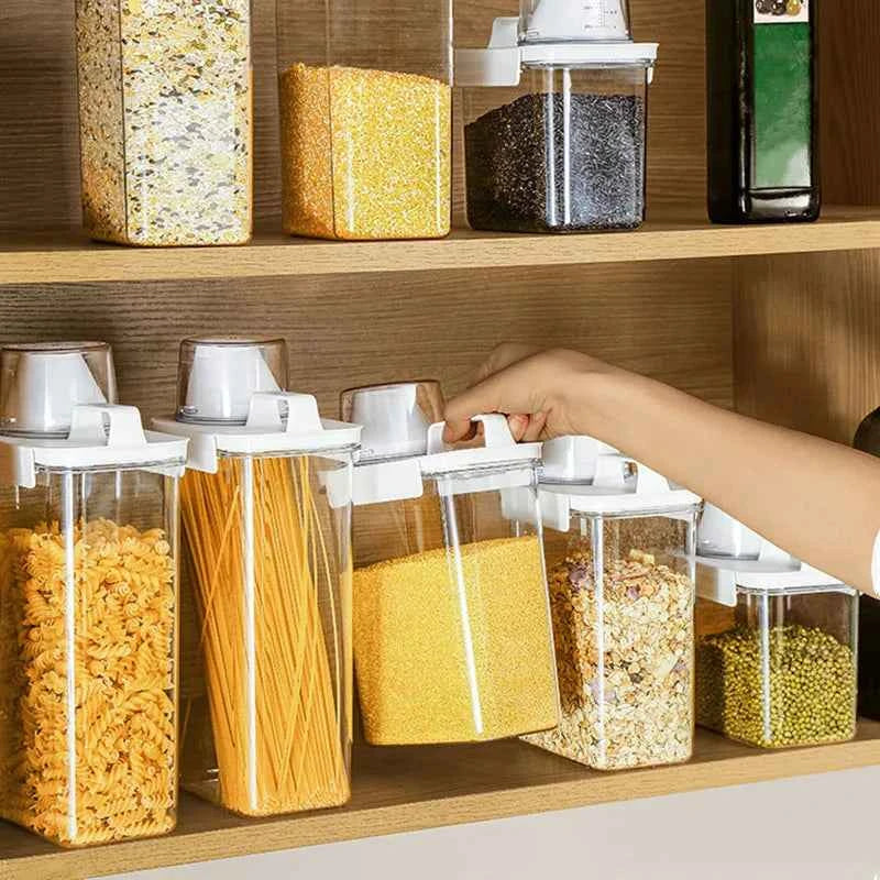 Airtight Food Storage Containers - Premium PP Plastic Canisters for Dry Goods, Grains Kitchen Pantry Organization Sealed Jars