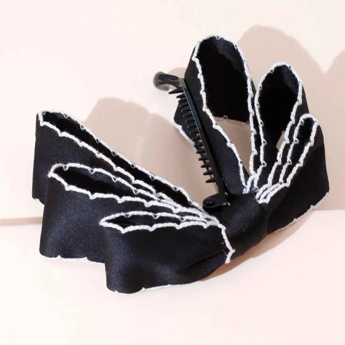 Lystrfac New Solid Color Fashion Fabric Bow Banana Hair Clips Hairpin for Women Back Head Ponytail Headdress  Hair Accessories
