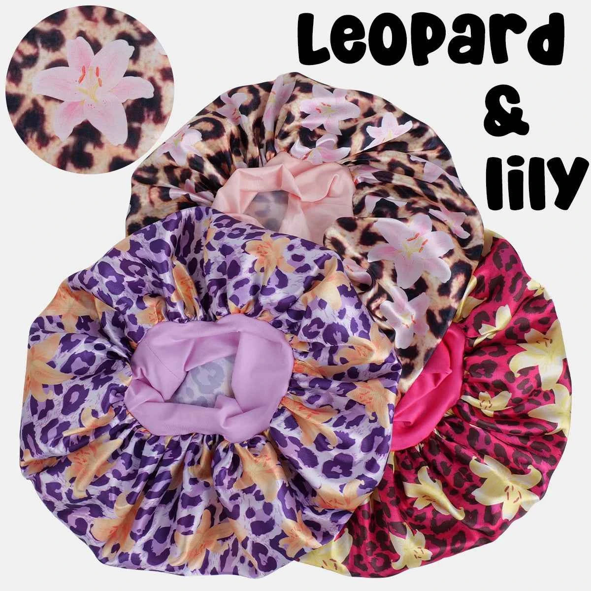 1PC Women's Leopard Print Satin Sleep Bonnet - Adjustable Night Cap for Hair Protection While Sleeping
