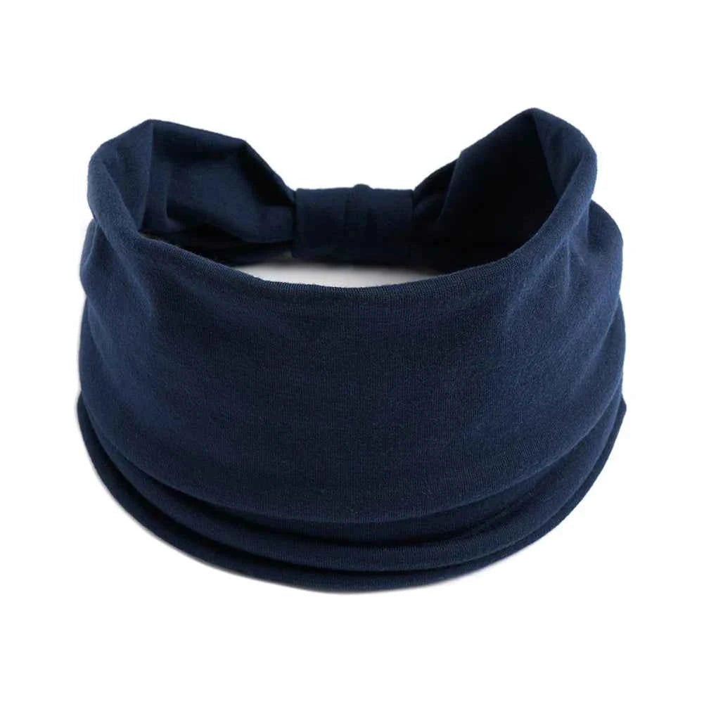 Women’s Solid Color Turban Headwrap – Soft Cotton Knot Headband Elastic Wide Hair Band for Yoga & Daily Wear