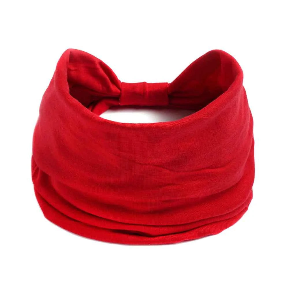 Women’s Solid Color Turban Headwrap – Soft Cotton Knot Headband Elastic Wide Hair Band for Yoga & Daily Wear
