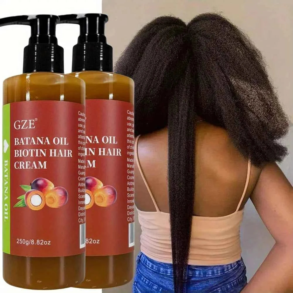 2 Pack  Batana Oil Biotin Hair Cream Strong Hair Anti-Breakage Repair Split Ends Silky For Dry Hair