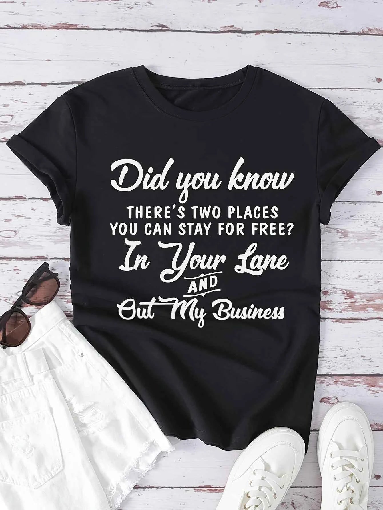Women's Letter Print Crew Neck T-shirt - Casual Short Sleeve Top for Spring & Summer