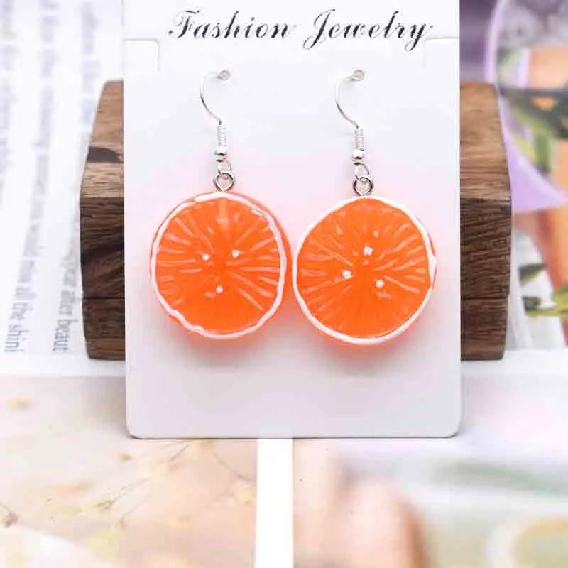 Earring For Women Resin Handmade Cartoons Animals Fruits Vegetables Kawaii Drop Earrings Funny Gifts