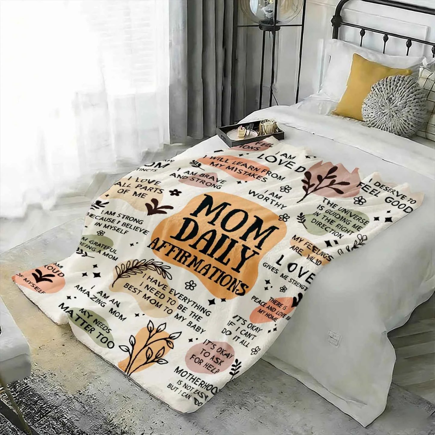 Mothers Day Gift Blanket for Mom Mom Daily Affirmations Throw Blanket Inspirational Self Love Gift for Mother from Daughter Son