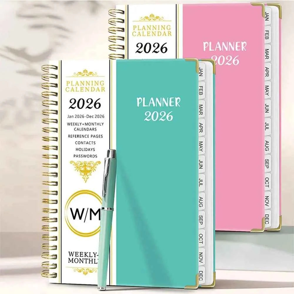 Yearly Schedule 2026 Planner Notebook Spiral Binding 365 Days Diary Office Work Planner 71 Sheet/142 Pages Plan Schedule