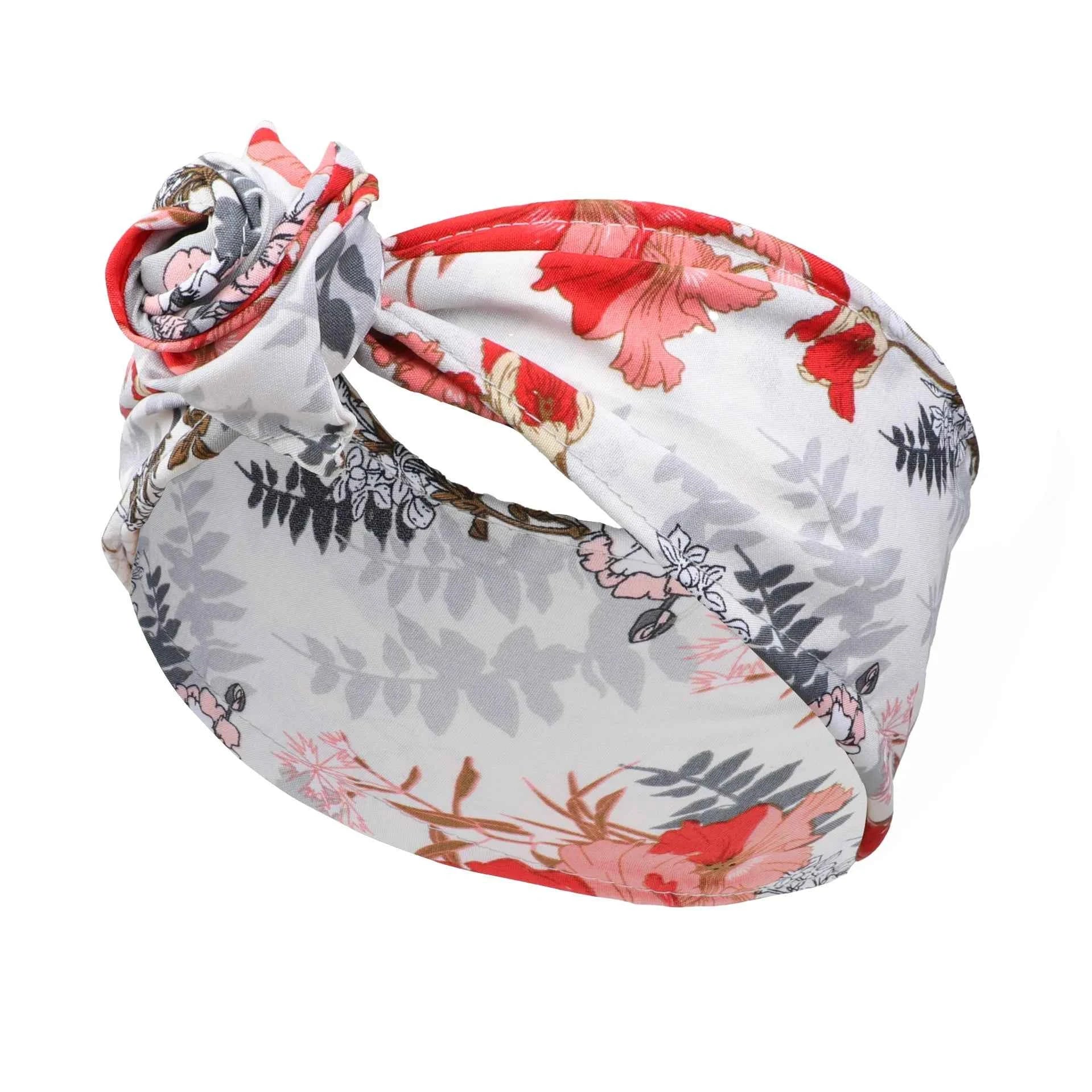 2022 New Fashion Women Folding Iron Wire Headband Bohemian Girl Cross Turban Bandanas Print Hairbands Hair Accessories