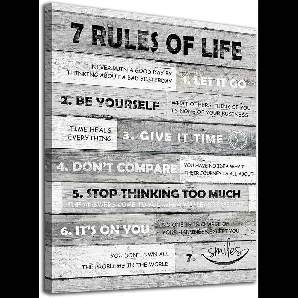 Inspirational Wall Art   Rules of Life Motivational Quotes Canvas Print Framed  x  for Bathroom Bedroom Home Office Decor