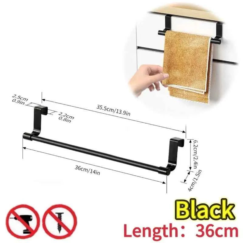 1/2pcs Wall-Mounted Kitchen Cabinet Towel Rack - Space-Saving Dishcloth Holder for Home and Bathroom No Drilling Require