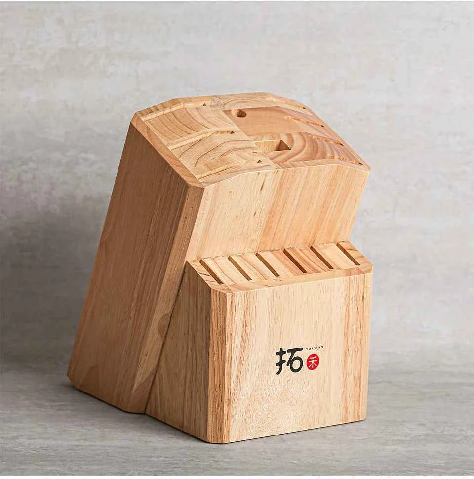 TURWHO Knife Stand Acacia Solid Wood For 15PCS Kitchen Knives Set Scissors Sharpening Rod Holder Knife Block Shelf Storage Tools