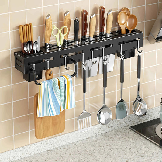 Multifunctional Kitchen Wall Mounted Rack - Knife Holder Chopstick Storage Organizer Multipurpose