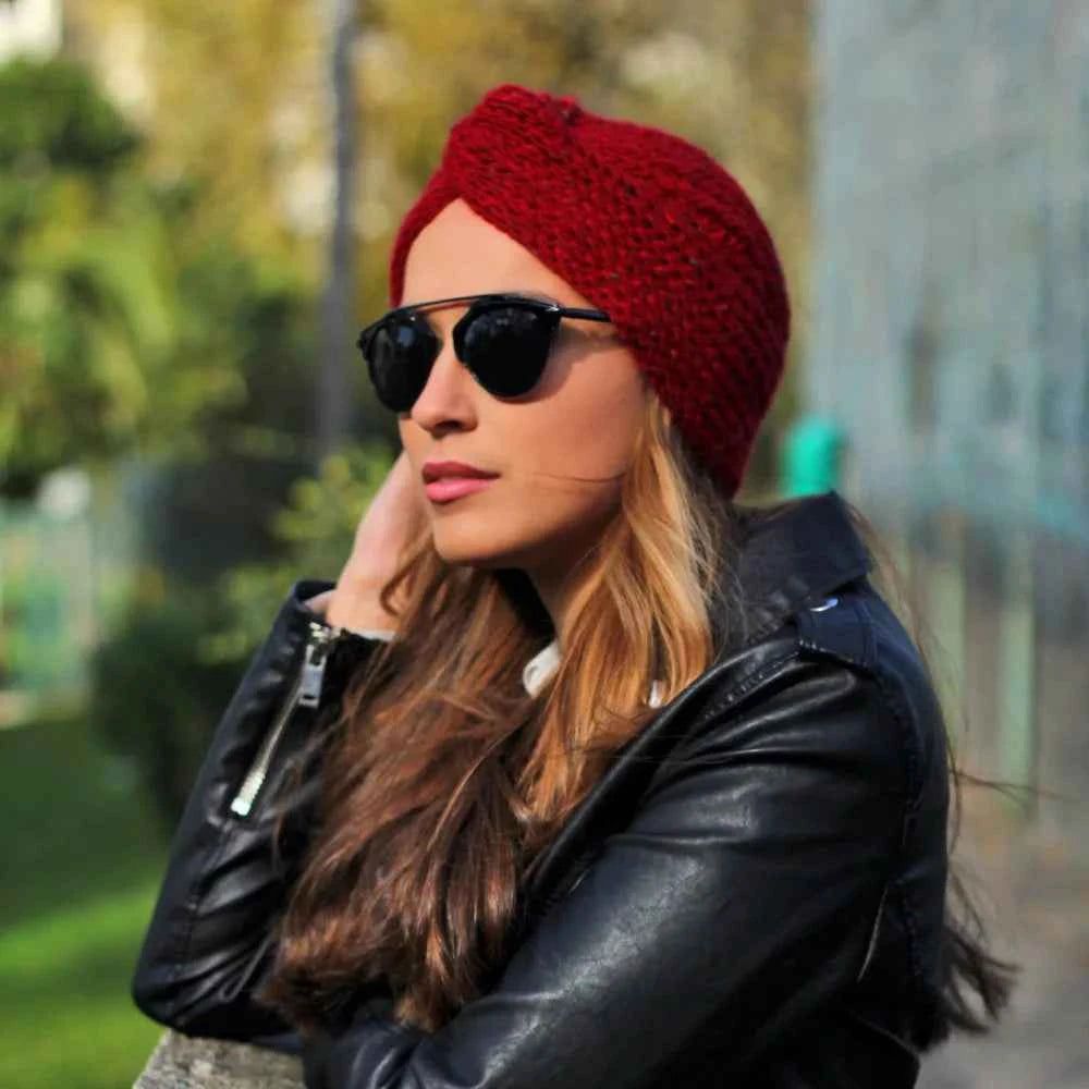 Muslim Fashion Imitation Cashmere Turban Caps for Women Bohemian Style Hijab Caps Indian Hat Solid Color Ladies Knitted Cap