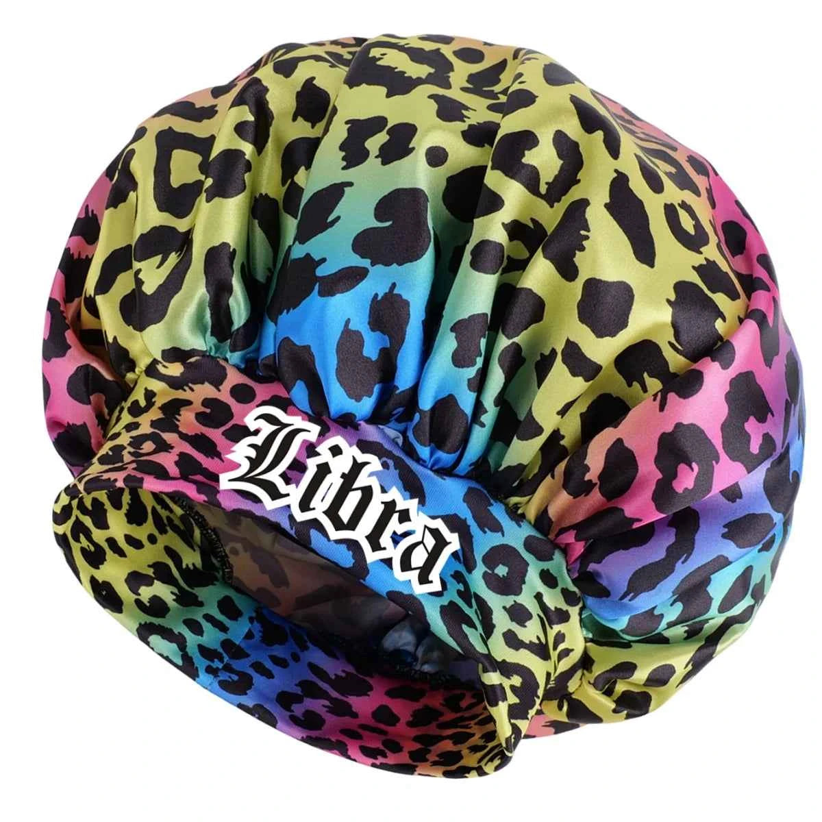 1pc Zodiac Sign Satin Sleeping Bonnet with Beauty Colorful Leopard Print- Featuring a Soft And Comfortable Wide-Brim Bonnet