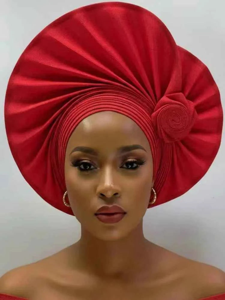 New African Headtie Turban – Auto Gele Head Wrap for Women’s Weddings & Parties