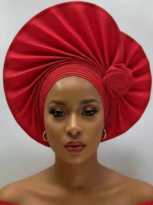 New African Headtie Turban – Auto Gele Head Wrap for Women’s Weddings & Parties