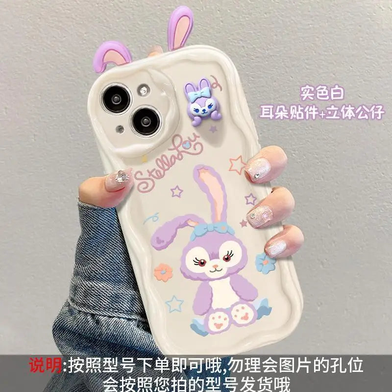 Adorable LinaBell StellaLou Chain Cover For Iphone 17 Pro Max 17 Air 16 15 14 13 12 11 Pro Max Plus 12 mini 3D Ear Disney Case