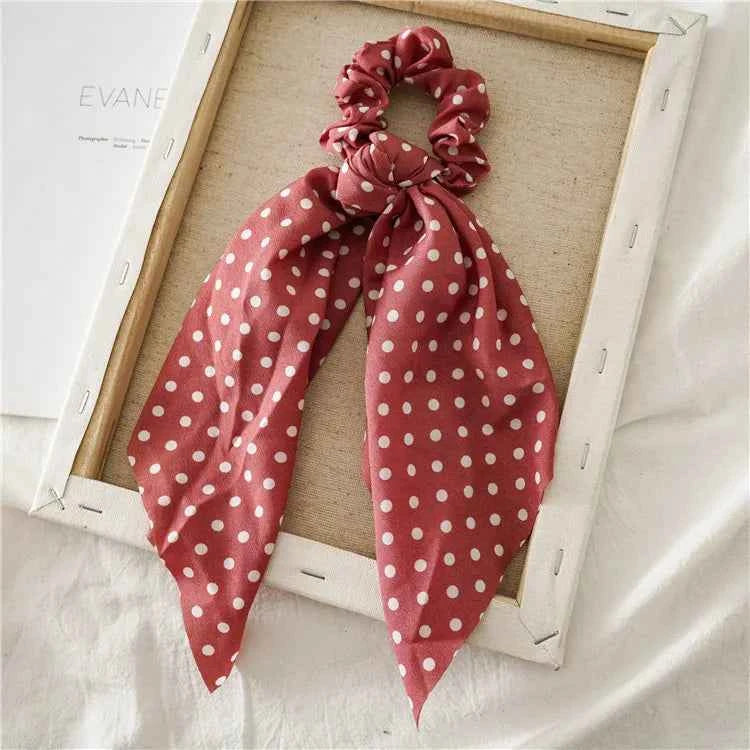 Fashion Leopard Print Bow Satin Long Ribbon Ponytail Scarf Hair Tie Scrunchies Women Girls Elastic Hair Bands Hair Accessories