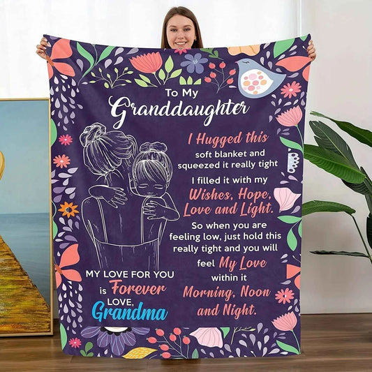 Grandma's Floral Flannel Blanket for Granddaughter - Ultra Soft & Warm Throw for Sofa/Bed, Cozy Gift from Grandma