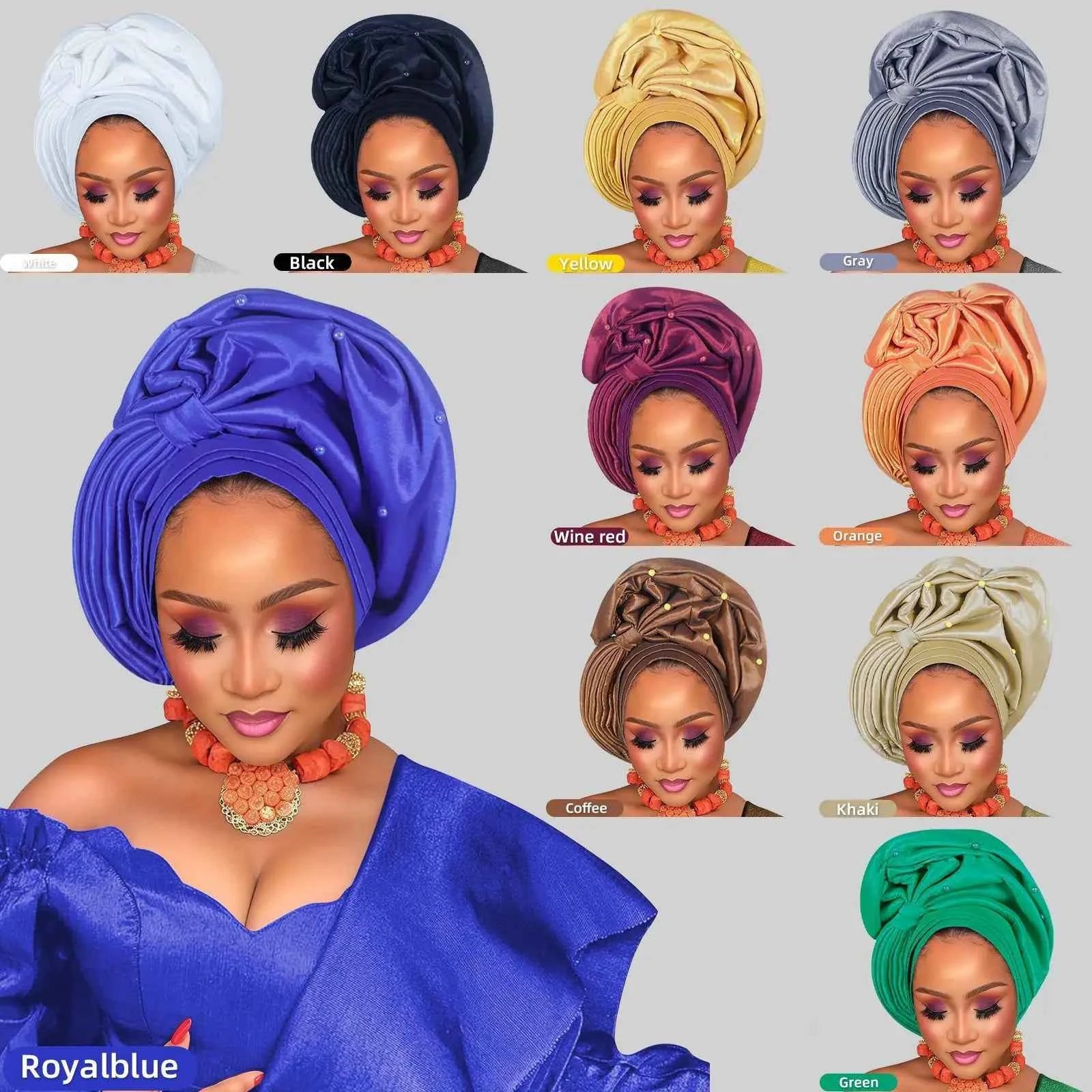 New Luxury Shiny Turban Cap for Women African Auto Gele Headties Nigeria Wedding Party Geles Hijab Bonnet Hat Head Wrap Headgear