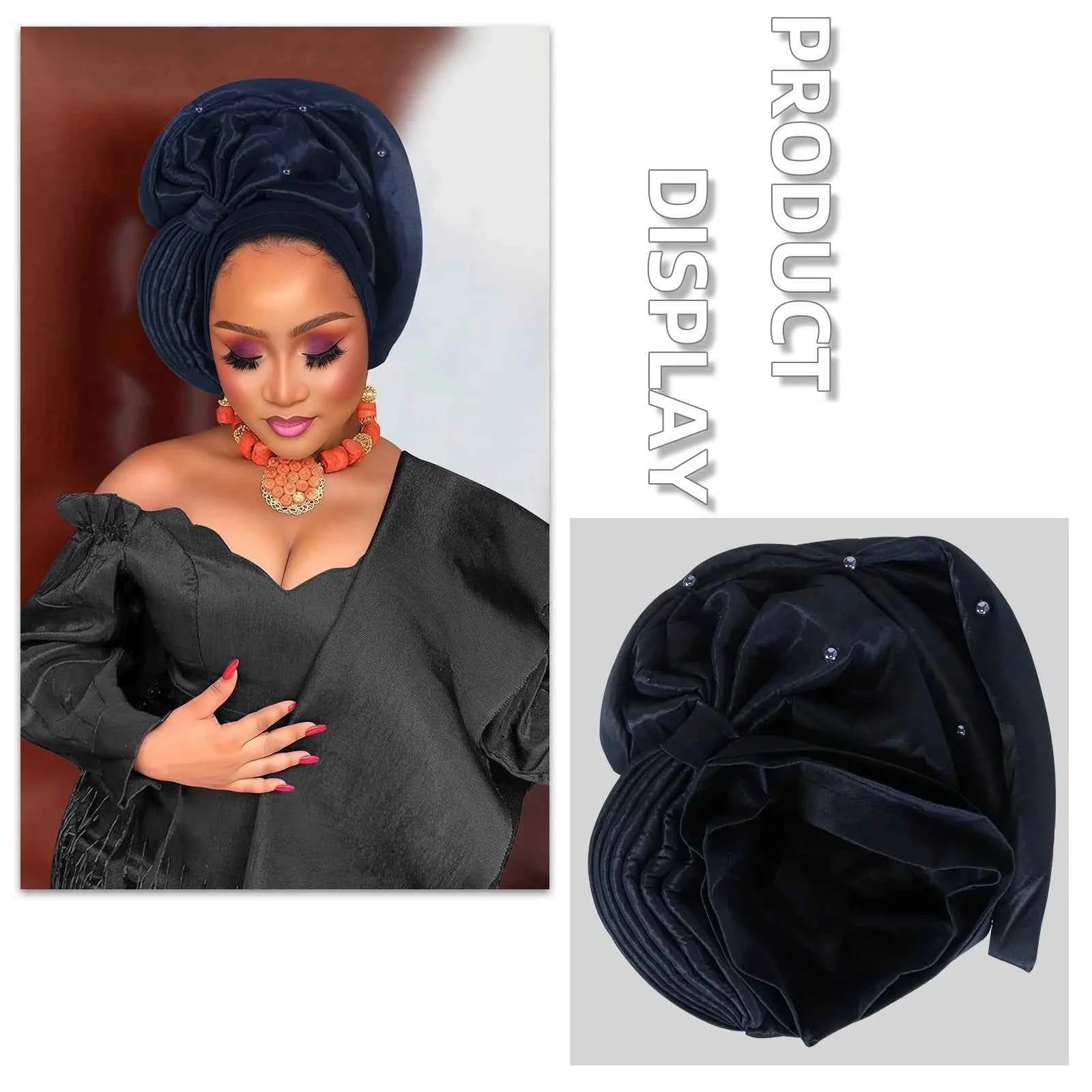 New Luxury Shiny Turban Cap for Women African Auto Gele Headties Nigeria Wedding Party Geles Hijab Bonnet Hat Head Wrap Headgear