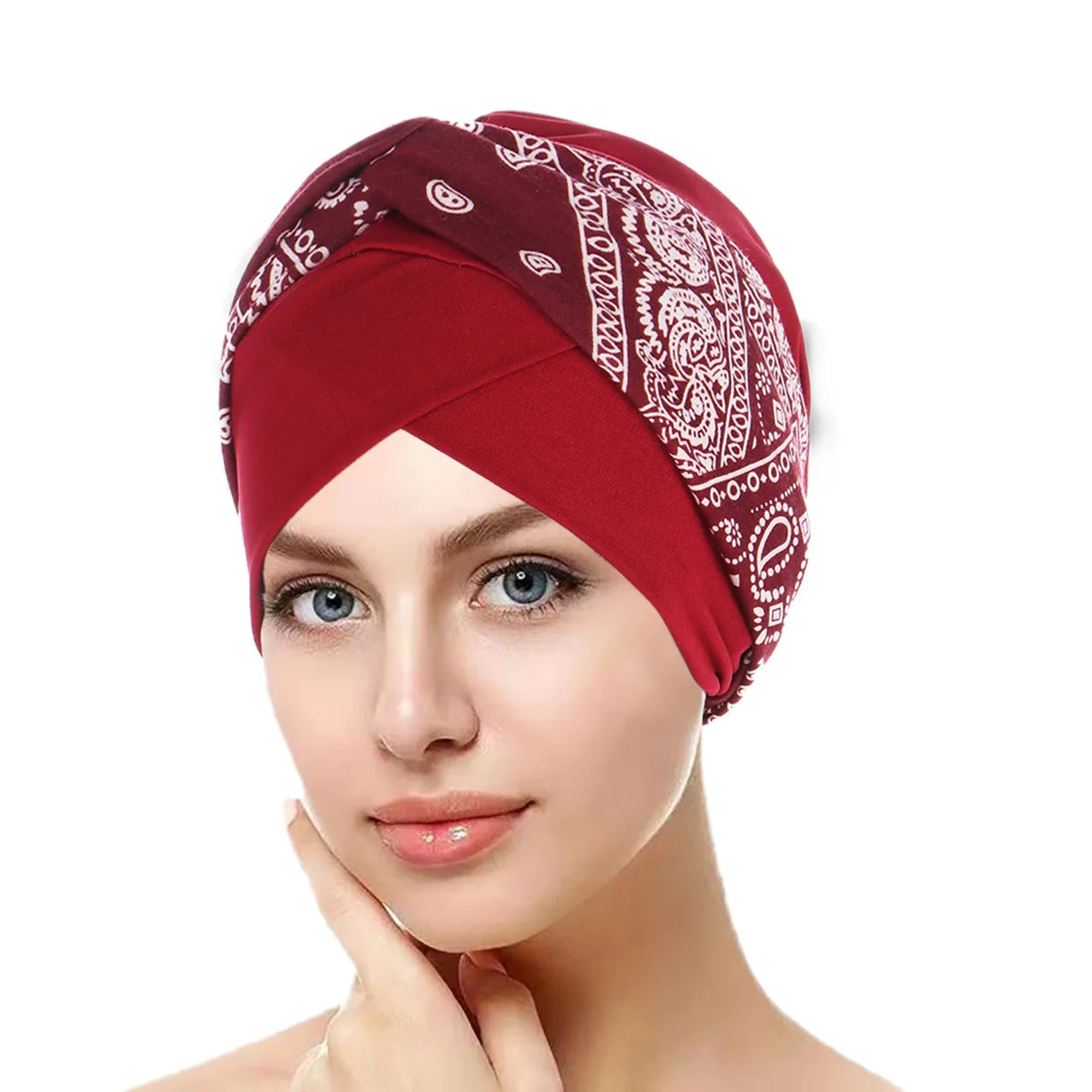 Trendy Print Women Muslim Hijab Caps Wrap Head Indian Turban Bonnet Fashion Headdress Islamic Clothing Accessories - NamafadStore