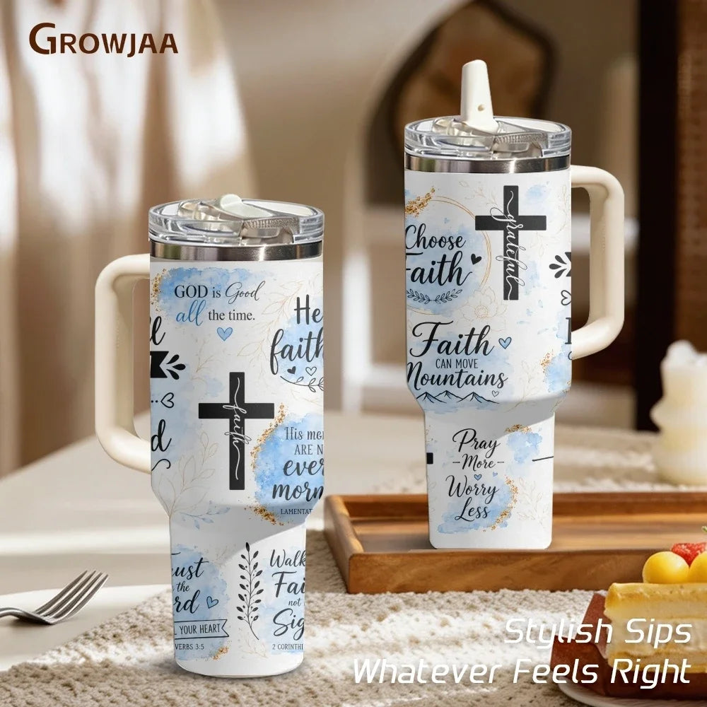 40oz Faith Affirmations Tumbler – Christian Insulated Stainless Steel Travel Mug
