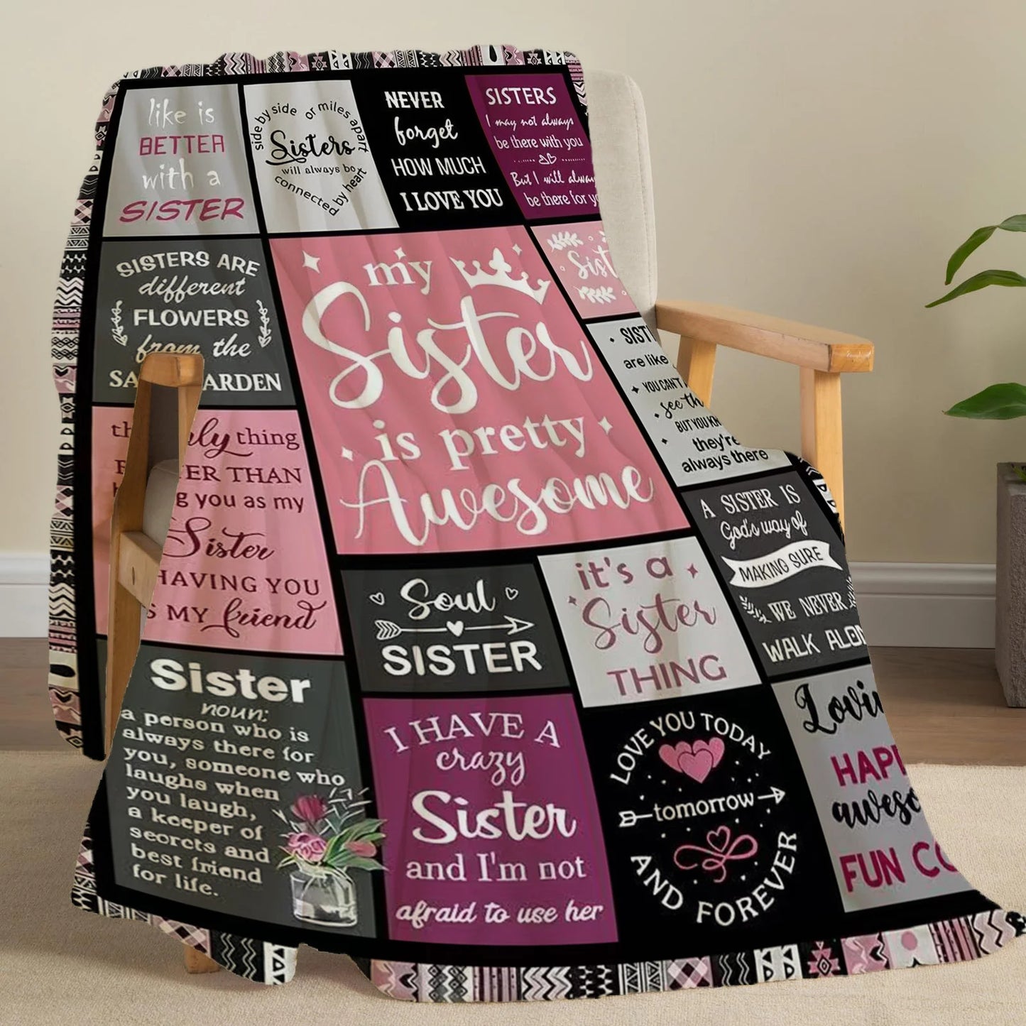 Creative Flannel Throw Blanket for Sisters – Soft Cozy Sofa & Home Gift